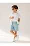 Boys' White T-Shirt, Patterned Shirt and Blue Shorts 3-Piece Set - Summer Combination - 2