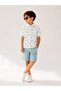 Boys' White T-Shirt, Patterned Shirt and Blue Shorts 3-Piece Set - Summer Combination - 4