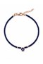 Navy Blue Afghan Beaded Star Evil Eye Pendant Rose Gold Detailed Women's Bracelet - 2