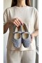 Women's Gray Rabbit Fur Buckle Casual Ballerinas 1 cm Byndtav01 - 7