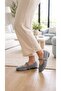 Women's Gray Rabbit Fur Buckle Casual Ballerinas 1 cm Byndtav01 - 4