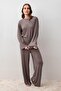 Long Sleeve Oversize Basic Lycra Viscose Top and Bottom Set - 2