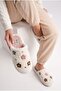 Women's Plush House Slippers Colorful Flower Embroidered Closed Toe Soft Sole Winter Comfortable Slippers Model