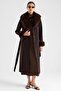 Jacket with Detachable Fur Collar and Sleeves, Long Coat Brown 3088 - 3