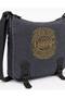 Unisex Vintage Covered Canvas Shoulder Bag with Cross Strap Navy Blue - 5