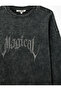 Comfortable Fit Washed Effect Long Sleeve Crew Neck Stoned Sweatshirt - 3