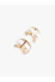 Pearl Detailed Textured Hoop Earrings - 2