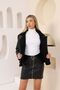 Black Zippered Leather Coat |   F1513 - 3