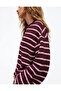 Women's Viral Fuchsia Oversize Long Sleeve Striped T-Shirt 13113