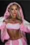 Women's 3 Threaded Back Patterned Fleece Inside Tracksuit Set - 4