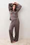Long Sleeve Oversize Basic Lycra Viscose Top and Bottom Set - 4