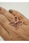 Enamel adjustable ring - burgundy - - 4