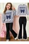 Iz Children's Dance Printed Gray Crew Neck Sweatshirt-Spanish Leggings Set