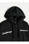 Black Challange Adventure Sweatshirt - Printed Oversize Hoodie with Embroidery - 3