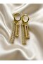 Women's Gold Sparkling Stone Long Earrings - 2
