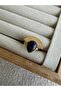 Gold Steel Anti-Tarnish Navy Blue Fan Ring - 4