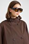 High Collar Wide Sleeve Water Repellent Short Trench Coat Brown 6894 - 6