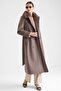 Long Coat with Detachable Fur Epaulettes and Cape Detail Latte 3184 - 2