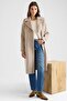 Medium Length Mono Closure Coat with Stitching Detail Taş 3186