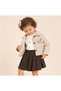 3-Piece Baby Girl Set with Checkered Quilted Coat, Velvet Skirt and Shirt - 2