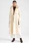 Long Coat with Detachable Fur Epaulettes and Cape Detail Ecru 3184 - 3