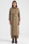 Long Trench Coat with Cape Detail and Bird's Eye Accessories, Water Repellent Feature Vi̇zon 6885 - 2