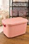 3-Piece 19Lt Toy Storage Box with Lid - Baby Kids Room Organizer Multi-Purpose Organizer Pink - 2