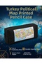 Türkiye Political Map Printed Black Pen Holder 19X7X5 cm - Educational Large Capacity Durable School K