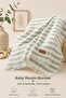 100% Cotton 4 Layer Muslin Striped Baby Blanket Sage Green 110X110 cm - 3