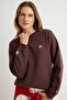 Kahverengi Dog Mom Grafikli Nakışlı Regular/Normal Kalıp Kalın Örme Sweatshirt TWOAW26SW00200 - 2