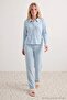 Açık Mavi Gömlek Yaka Yumuşak Tuşe Kışlık Waffle Örme Pijama Takımı THMAW27PT00098 - 2