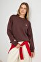 Kahverengi Dog Mom Grafikli Nakışlı Regular/Normal Kalıp Kalın Örme Sweatshirt TWOAW26SW00200 - 3
