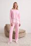 Pembe Dantel Detaylı Yumoş Örme Pijama Takımı THMAW27PT00090 - 2