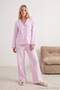 Pembe Fırfırlı Çizgili Poplin Dokuma Pijama Takımı THMAW27PT00083 - 2