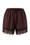 Brown Jacquard Satin Patterned Lace Detailed Shorts Tpraw27Sr00004 - 5