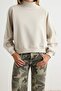Stone Thick Fleece Inside High Collar Oversize/Wide Cut Knitted Sweatshirt Twoaw27Sw00055 - 3