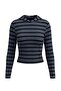 Siyah Çizgili Fitted/Vücuda Oturan Kapüşonlu Crop Viskonlu Esnek Örme T-Shirt TWOAW27TS00046 - 4