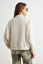 Stone Thick Fleece Inside High Collar Oversize/Wide Cut Knitted Sweatshirt Twoaw27Sw00055 - 4