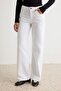 Beyaz DÖKÜMLÜ Normal Bel %100 Pamuk Uzun Boy Wide Leg Jeans TWOSS26JE00135 - 3