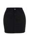 Black Striped Comfort/Medium Stretch Denim Large Size Skirt Tbbaw27Az00014 - 5