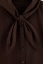 Dark Brown Cotton Collar Bow Tie Wide Fit Poplin Shirt Tbbaw27Ax00006 - 2