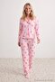 Pembe %100 Pamuklu Biyeli Kruvasan Desenli Örme Pijama Takımı THMAW27PT00100 - 2