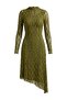 Haki Düz Asimetrik Bodycon/Vücuda Oturan Maxi Örme Dantel Elbise TWOAW26EL00057 - 5