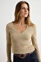 More Sustainable Beige Cowl Neck Basic Knit Sweater Twoaw27Kz00253 - 2