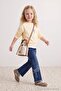 İndigo Kız Çocuk Pamuklu Esnek Kumaş Wide Leg/ Geniş Paça Fiyonk Desenli Jean PantolonTKDAW27JE00009 - 4
