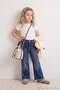 İndigo Kız Çocuk Pamuklu Esnek Kumaş Wide Leg/ Geniş Paça Fiyonk Desenli Jean PantolonTKDAW27JE00009