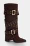 Brown Gold Belt Buckle Detailed Women's 6.5 cm Boots Takaw27Cz00017 - 4