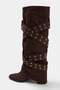 Brown Gold Belt Buckle Detailed Women's 6.5 cm Boots Takaw27Cz00017 - 7