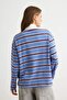 Kahverengi Bej Çizgili Oversize/Geniş Kesim Polo Yaka Örme Sweatshirt TWOAW27SW00139 - 4