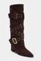 Brown Gold Belt Buckle Detailed Women's 6.5 cm Boots Takaw27Cz00017 - 6